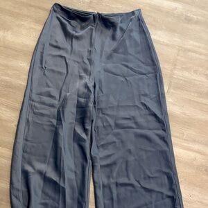 High-Waist Wide Leg Satin Pants - blue